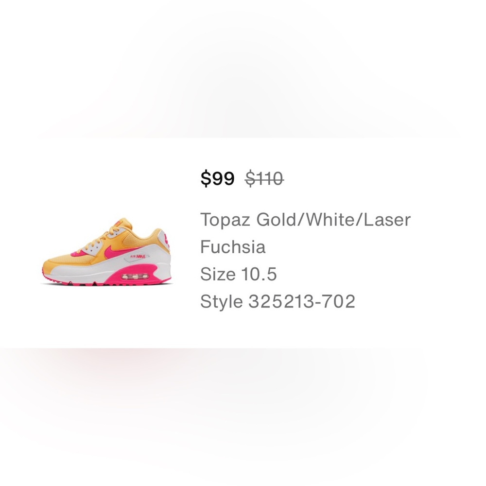 Nike Air Max in Topaz Gold and Fuchsia
